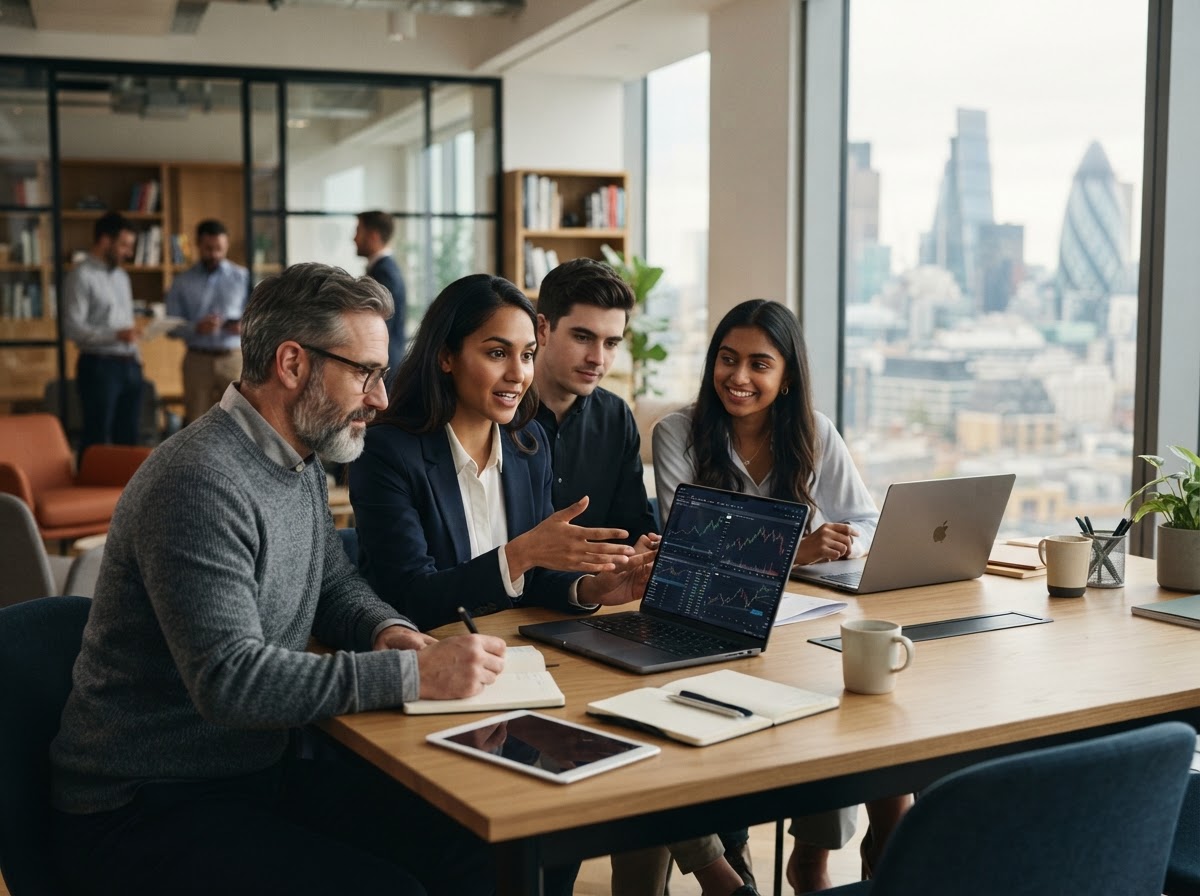 Capitalix Invest data analysts reviewing predictive model output on screen